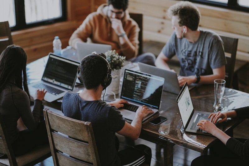 Team collaborating at a table